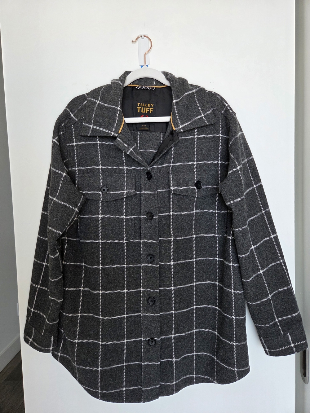 Tilley Tuff Charcoal Windowpane Button-Up Shacket